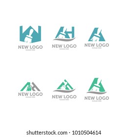 Set of A H Paint Logo design template