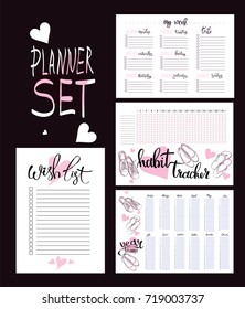 set: habit tracker, wish list,weekly and year planner