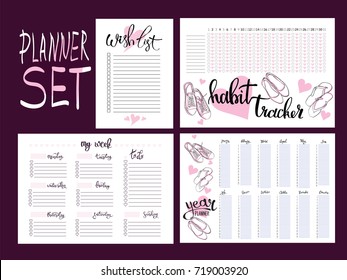 set: habit tracker, wish list,weekly and year planner