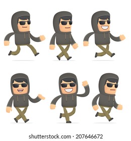 set of hacker character in different interactive  poses