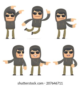 set of hacker character in different interactive  poses