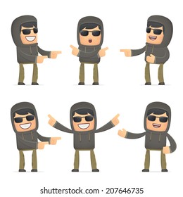set of hacker character in different interactive  poses