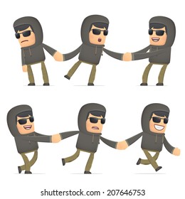 set of hacker character in different interactive  poses