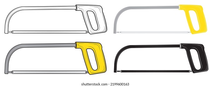 Set of Hacksaw isolated on white background. Repair tool. Vector illustration