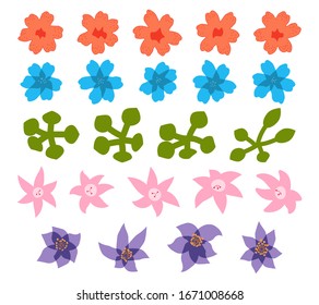 Set of had drawn doodle flowers isolated on white.