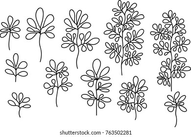 Set of had drawn vector leaves and branches. EPS 10.