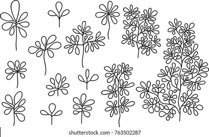 Set of had drawn vector leaves and branches. EPS 10.