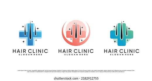 set of hair clinic dermatology icon logo design illustration with creative element Premium Vector