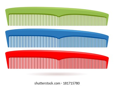 Set of hair combs isolated on white background.