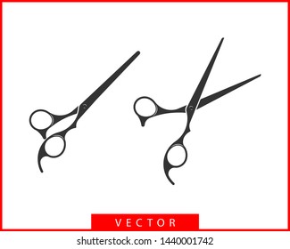 Set hair cut scissor icon. Scissors vector design element or logo template. Black and white silhouette isolated.