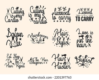 Set of hair dresser  t-shirt design 