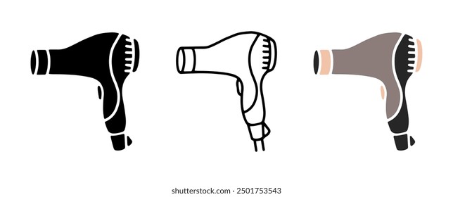 Set of Hair dryer cartoon doodle, Vector, Illustration.