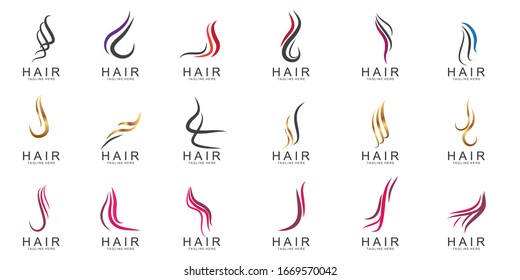 Set of Hair logo design template. Icon hair vector illlustration. 