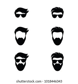 Set of Hair man silhouette. Barber shop logo Vector. Illustration.