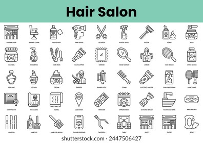 Set von Friseursalon-Icons. Linearformat-Symbol-Paket. Vektorillustration