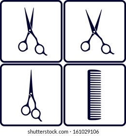 set of hair salon tools with scissors and comb