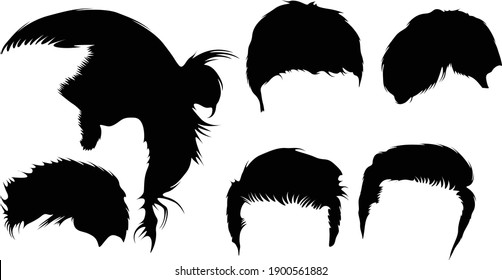 Set of Hair style smart boy vector hair Silhouette arts