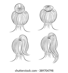 set of hair styles.