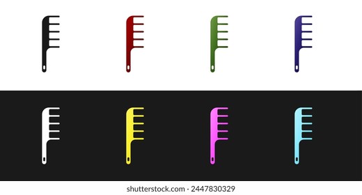 Set Hairbrush icon isolated on black and white background. Comb hair sign. Barber symbol.  Vector