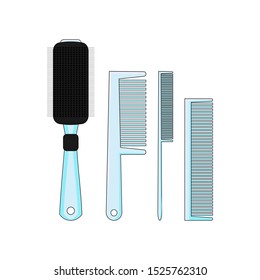 Set of hairbrushes in flat style. Vector illustration for design and web.