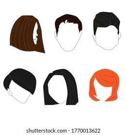 Set of haircuts for women and men.