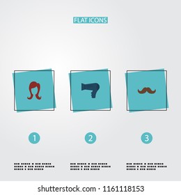 Set of hairdresser icons flat style symbols with hairdryer, hairdresser, moustache and other icons for your web mobile app logo design.