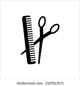 set of hairdresser, scissors and comb icon vector 10 eps