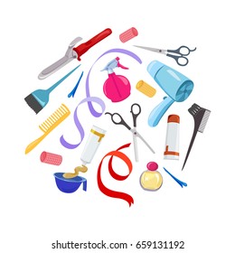 Set for hairdressers. Hairdresser's tools. vector illustration