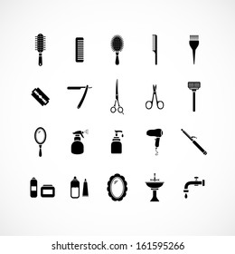 Set of hairdressing equipment icons