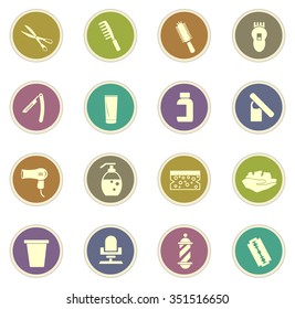 Set of hairdressing stickers label icon set