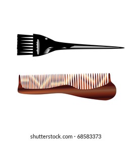 Set for hair's coloring (brush and comb) eps10
