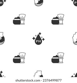 Set Hairstyle for men, Oil hair care treatment and Shaving brush with foam on seamless pattern. Vector