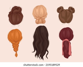 40 Curly Straight Hair Back Stock Vectors, Images & Vector Art |  Shutterstock