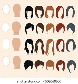 Set of hairstyles for different face shapes 