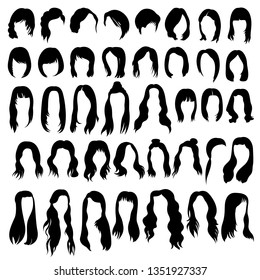 Set of hairstyles and haircuts templates on white background