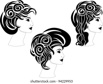 set of hairstyles. vector illustration