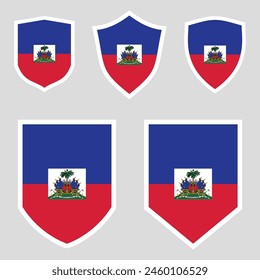 Set of Haiti Flag in Shield Shape Frame