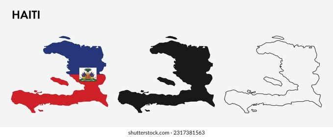 Set of Haiti map isolated on white background, vector illustration design