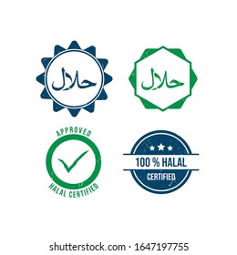 Conjunto de imagen vectorial de estampado de goma halal grunge. Imagen vectorial del emblema de goma gruesa