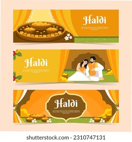 Set of Haldi Ceremony Banner Template