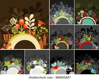 Set of half round banner for your messages. Decorative vector illustration.