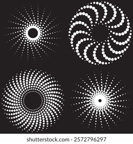 A set of halfton radial shapes