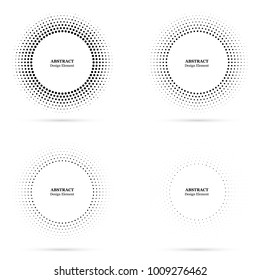 Set of halftone abstract dotted backgrounds for your design. Halftone effect vector pattern. Circle dots isolated on the white background. Vector abstract logo design element.