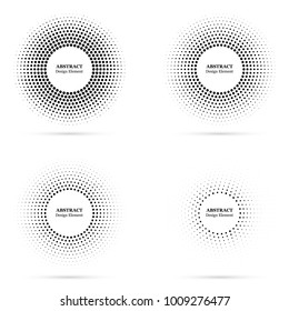 Set of halftone abstract dotted backgrounds for your design. Halftone effect vector pattern. Circle dots isolated on the white background. Vector abstract logo design element.