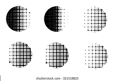 Set halftone abstract dotted circles