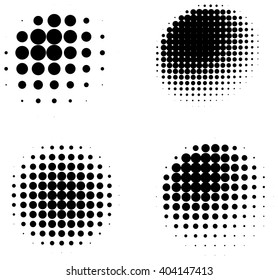 Set of halftone abstract shaded three dimensional spheres isolated on white background