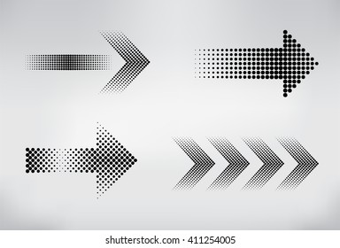 Set of halftone arrows.Abstract arrow icon.Vector arrow design.