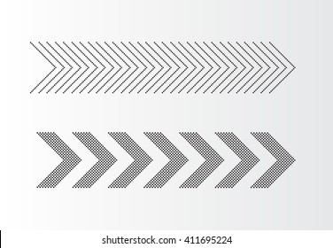 Set of halftone arrows.Abstract arrow icon.Vector arrow design.