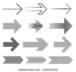 Set of halftone arrows.Vector arrow icons.