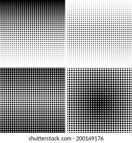 Set of halftone background. Vector illustration